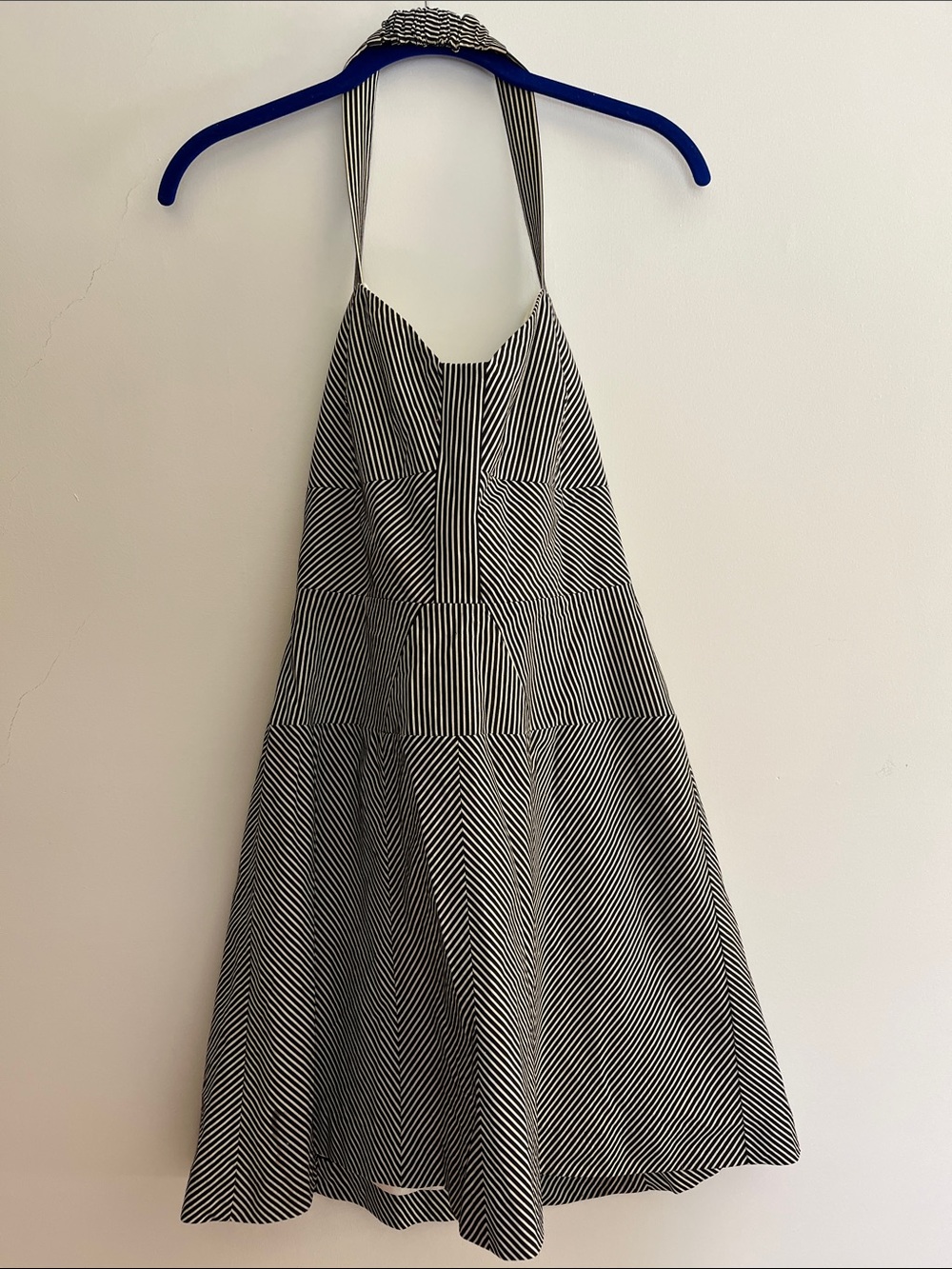 Laundry By Shelli Segal Black and White Striped Halter Dress